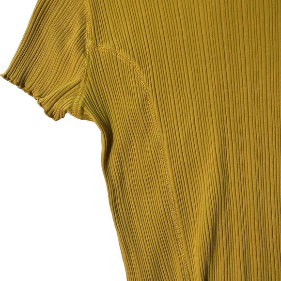 Wild Fable Mustard Yellow Lettuce Trim Stretchy Crop Top Size Small Juniors Y2K - Picture 3 of 4